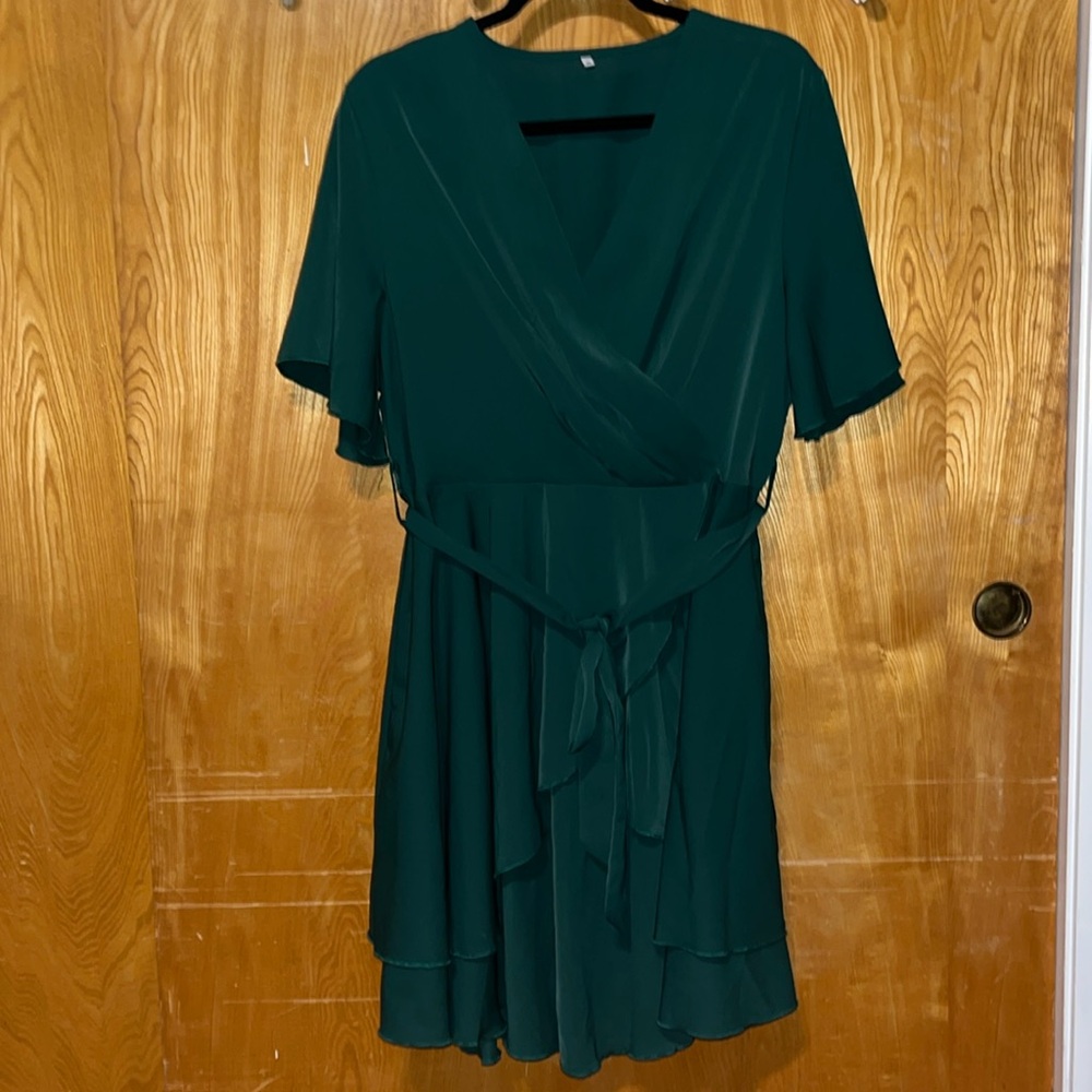 Amoretu Women’s Summer Wrap Dress Short Sleeve Casual V-Neck Ruffle Mini Dress